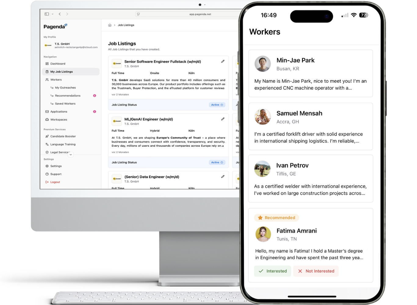 Pagenda on iMac and iPhone